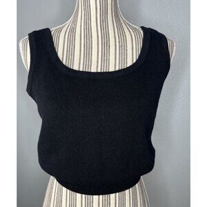 St. John Black Santana Knit Tank Shell Women's Cropped PETITE/XS/ 2/4